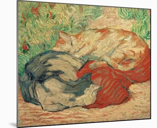 Cats on a Red Blanket-Franz Marc-Mounted Giclee Print