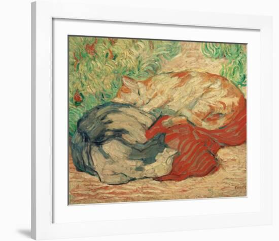 Cats on a Red Blanket-Franz Marc-Framed Giclee Print