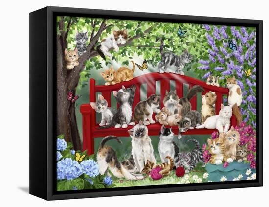 Cats on Bench-MAKIKO-Framed Premier Image Canvas