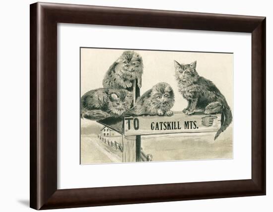 Cats on Catskill Mts. Sign-null-Framed Art Print