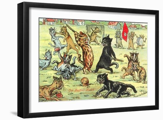 Cats Playing Soccer-null-Framed Art Print