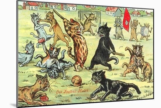 Cats Playing Soccer-null-Mounted Art Print