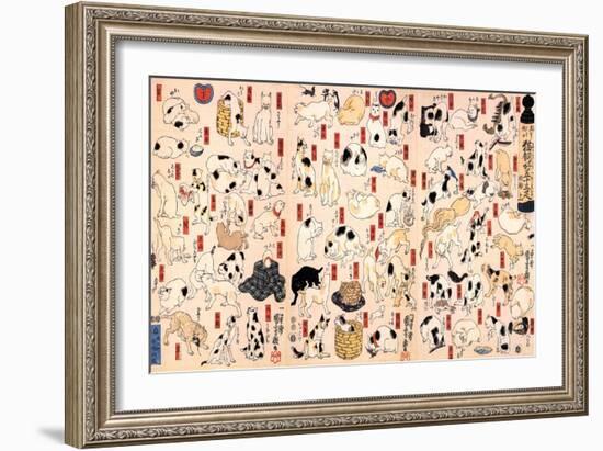 Cats Suggested as the Fifty Three Stations of the Tokaido-Kuniyoshi Utagawa-Framed Giclee Print