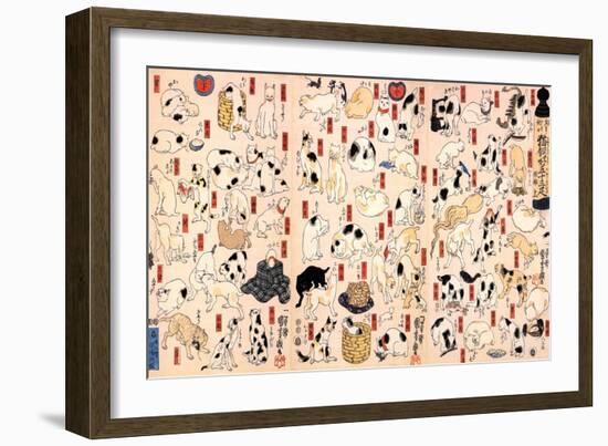 Cats Suggested as the Fifty Three Stations of the Tokaido-Kuniyoshi Utagawa-Framed Giclee Print