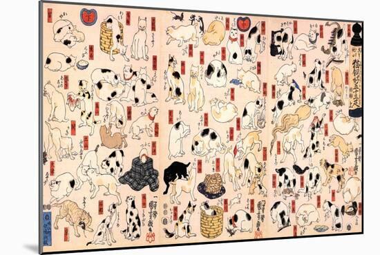 Cats Suggested as the Fifty Three Stations of the Tokaido-Kuniyoshi Utagawa-Mounted Giclee Print