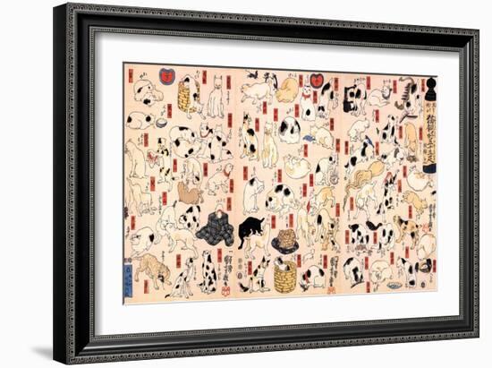 Cats Suggested as the Fifty Three Stations of the Tokaido-Kuniyoshi Utagawa-Framed Giclee Print