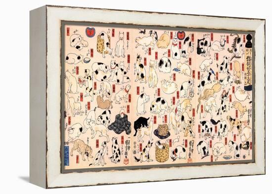 Cats Suggested as the Fifty Three Stations of the Tokaido-Kuniyoshi Utagawa-Framed Premier Image Canvas