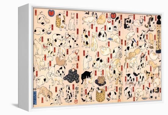 Cats Suggested as the Fifty Three Stations of the Tokaido-Kuniyoshi Utagawa-Framed Premier Image Canvas