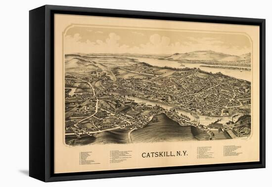 Catskill, New York - Panoramic Map-Lantern Press-Framed Stretched Canvas