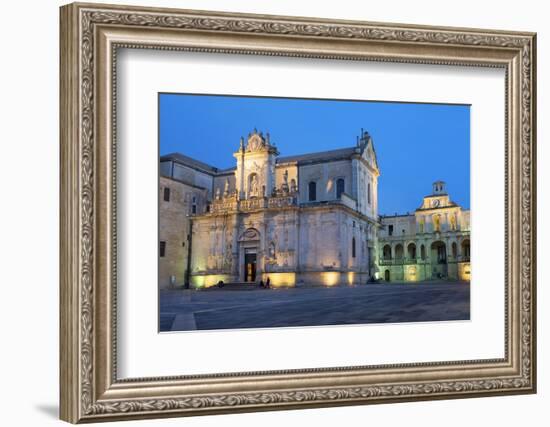 Cattedrale Di Santa Maria Assunta in the Baroque City of Lecce at Night, Puglia, Italy, Europe-Martin-Framed Photographic Print