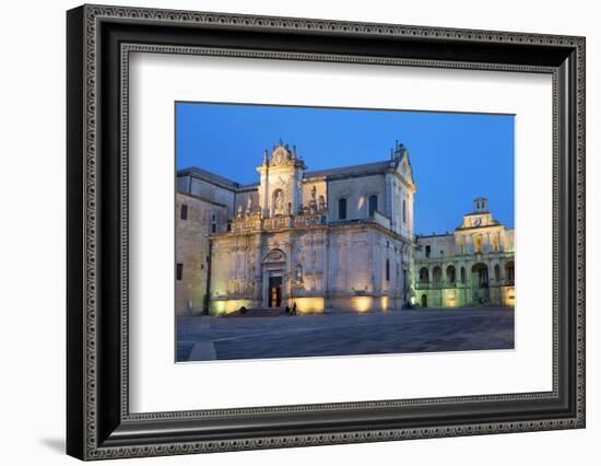 Cattedrale Di Santa Maria Assunta in the Baroque City of Lecce at Night, Puglia, Italy, Europe-Martin-Framed Photographic Print