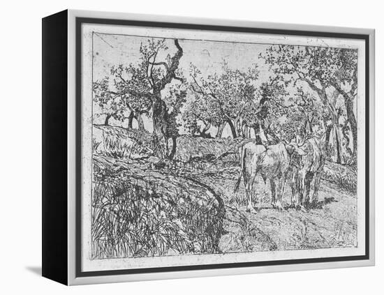 Cattle Amongst Olive Trees-Giovanni Fattori-Framed Premier Image Canvas