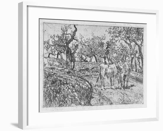 Cattle Amongst Olive Trees-Giovanni Fattori-Framed Giclee Print