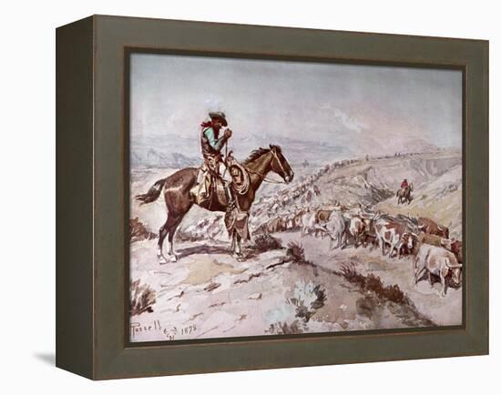 Cattle Drive, 1898-Charles Marion Russell-Framed Premier Image Canvas