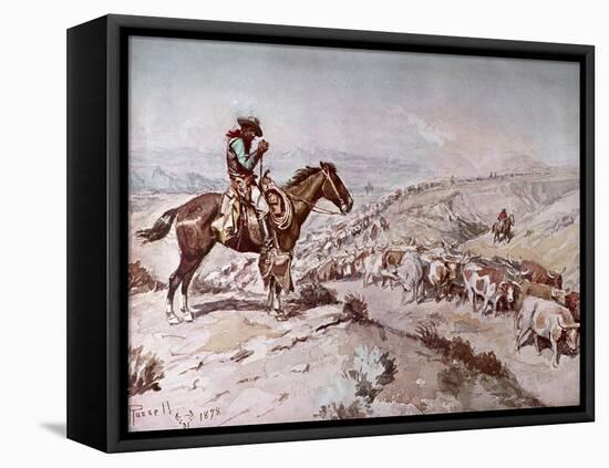 Cattle Drive, 1898-Charles Marion Russell-Framed Premier Image Canvas