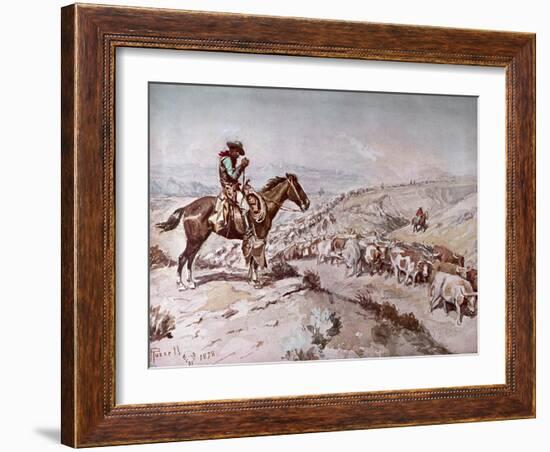 Cattle Drive, 1898-Charles Marion Russell-Framed Giclee Print