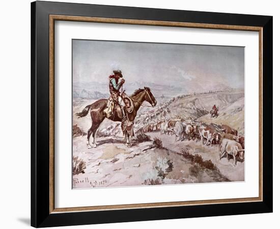 Cattle Drive, 1898-Charles Marion Russell-Framed Giclee Print