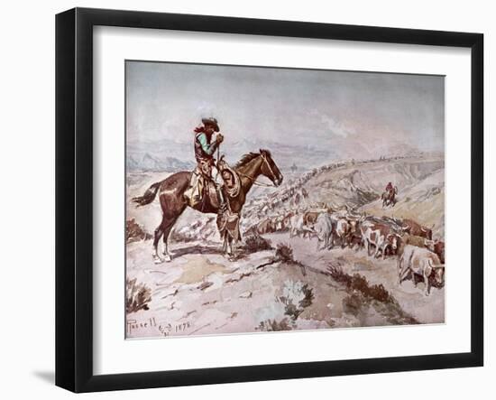 Cattle Drive, 1898-Charles Marion Russell-Framed Giclee Print