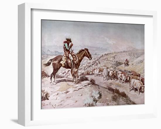 Cattle Drive, 1898-Charles Marion Russell-Framed Giclee Print