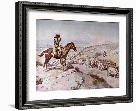 Cattle Drive, 1898-Charles Marion Russell-Framed Giclee Print