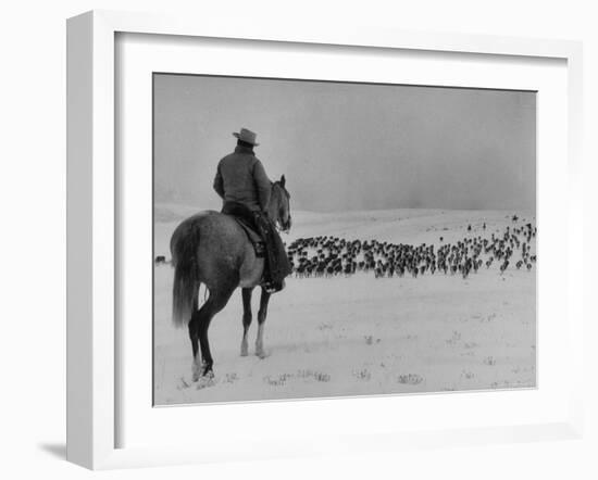 Cattle Drive on Snowy Landscape to Virginia City-Ralph Crane-Framed Photographic Print