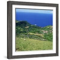 Cattle, Fields and Small Village on the Island of Flores in the Azores, Portugal, Atlantic, Europe-David Lomax-Framed Photographic Print
