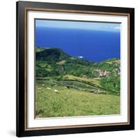 Cattle, Fields and Small Village on the Island of Flores in the Azores, Portugal, Atlantic, Europe-David Lomax-Framed Photographic Print