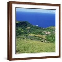 Cattle, Fields and Small Village on the Island of Flores in the Azores, Portugal, Atlantic, Europe-David Lomax-Framed Photographic Print