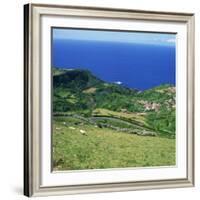 Cattle, Fields and Small Village on the Island of Flores in the Azores, Portugal, Atlantic, Europe-David Lomax-Framed Photographic Print