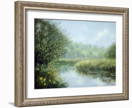 Cattle Grazing: Early Morning,-Edward Dawson-Framed Giclee Print