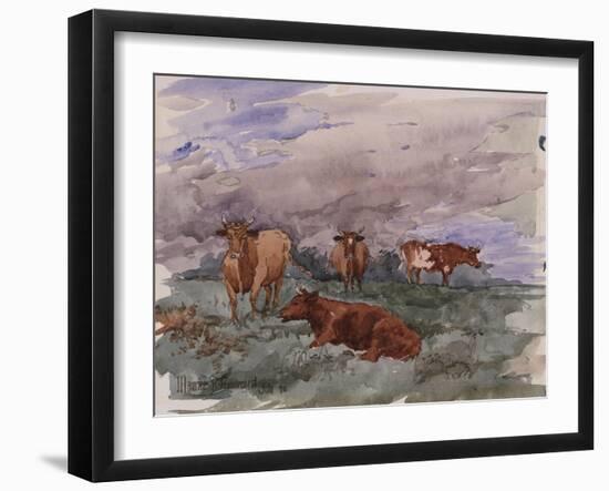 Cattle in a Landscape, 1890-Soren Emil Carlsen-Framed Giclee Print