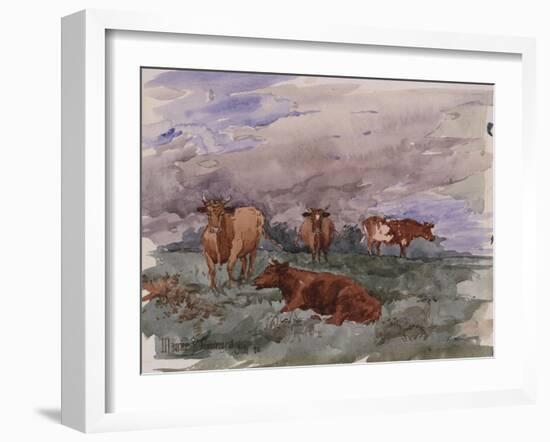 Cattle in a Landscape, 1890-Soren Emil Carlsen-Framed Giclee Print