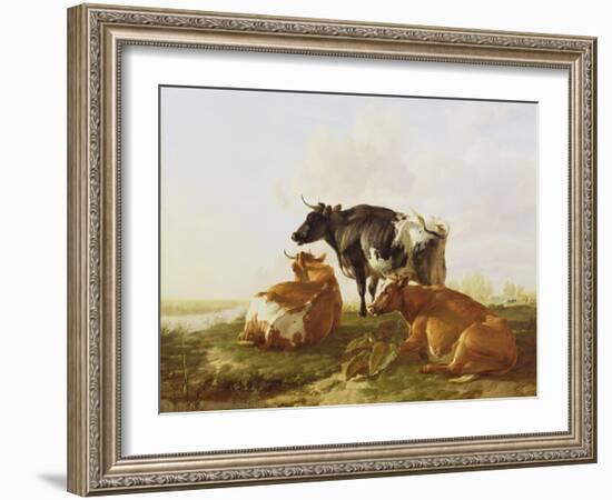 Cattle in a River Landscape-Thomas Sidney Cooper-Framed Giclee Print