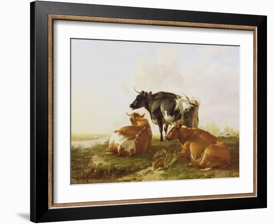 Cattle in a River Landscape-Thomas Sidney Cooper-Framed Giclee Print