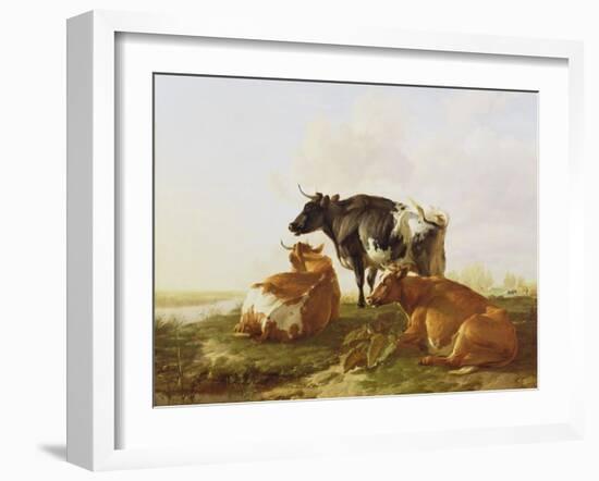 Cattle in a River Landscape-Thomas Sidney Cooper-Framed Giclee Print