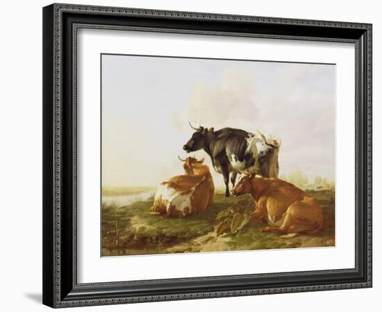 Cattle in a River Landscape-Thomas Sidney Cooper-Framed Giclee Print