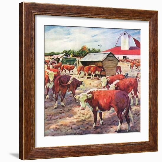 "Cattle in Barnyard,"October 1, 1945-Matt Clark-Framed Giclee Print