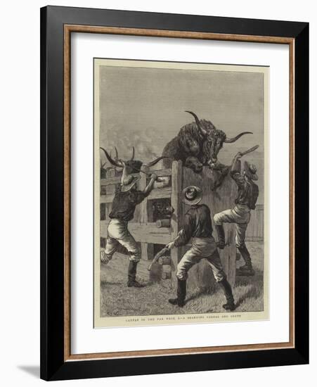 Cattle in the Far West, I, a Branding Corral and Shute-Samuel Edmund Waller-Framed Giclee Print