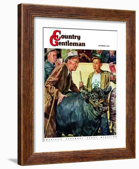 "Cattle Judging," Country Gentleman Cover, November 1, 1946-W.C. Griffith-Framed Giclee Print