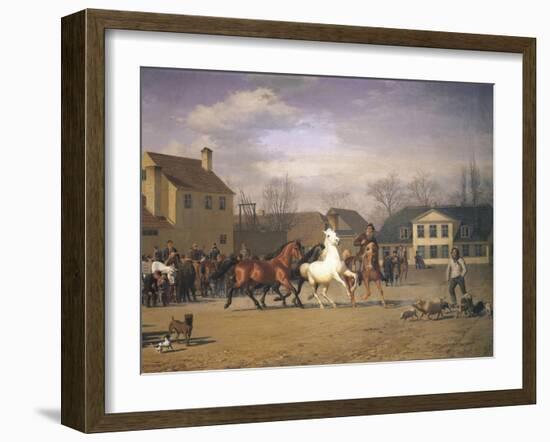 Cattle Market Along the Vesterbrogade in Copenhagen, 1858-Carl Donner-Framed Giclee Print