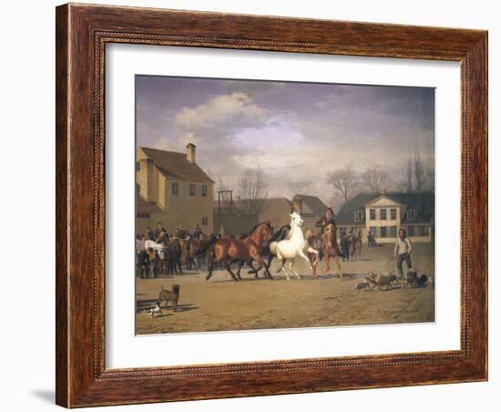 Cattle Market Along the Vesterbrogade in Copenhagen, 1858-Carl Donner-Framed Giclee Print
