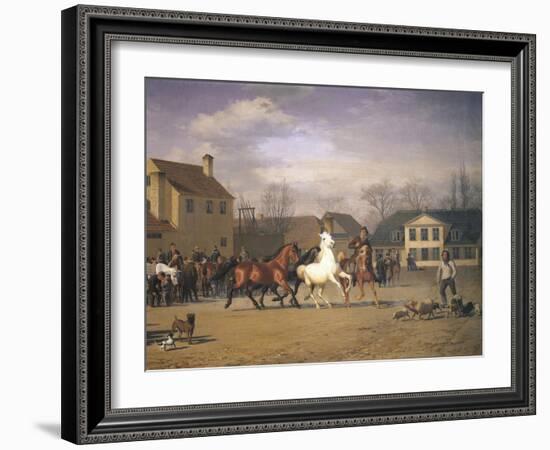 Cattle Market Along the Vesterbrogade in Copenhagen, 1858-Carl Donner-Framed Giclee Print