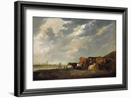 Cattle Near the Maas, with Dordrecht in the Distance-Aelbert Cuyp-Framed Giclee Print