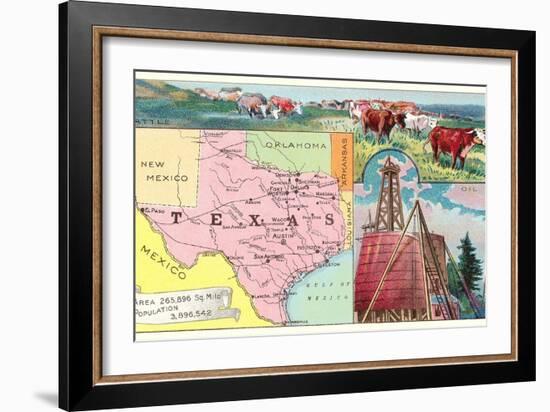 Cattle, Oil, Map-null-Framed Art Print