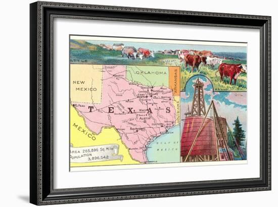 Cattle, Oil, Map-null-Framed Art Print