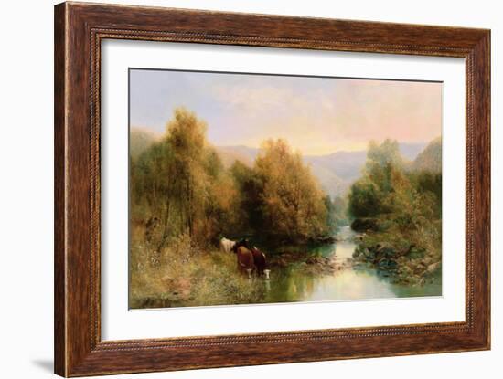 Cattle on the Dart in Autumn-William Widgery-Framed Giclee Print