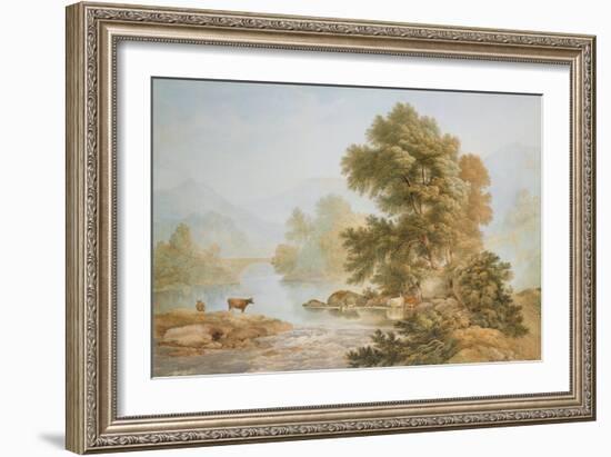 Cattle Watering at a River-John Glover-Framed Giclee Print