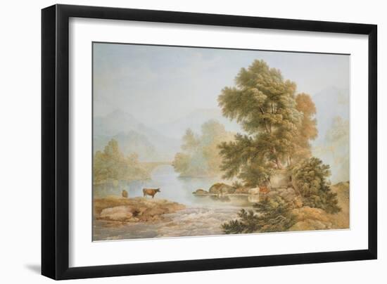 Cattle Watering at a River-John Glover-Framed Giclee Print