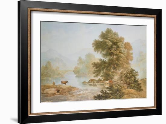 Cattle Watering at a River-John Glover-Framed Giclee Print