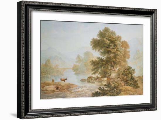 Cattle Watering at a River-John Glover-Framed Giclee Print
